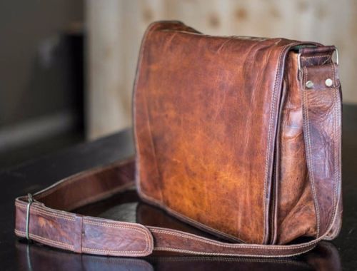 Leather messenger bag all - leather,
